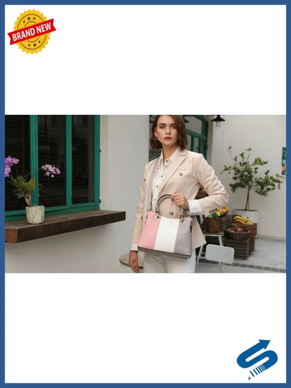 PU Leather Satchel Bag with Multiple Pockets Top Handle Tote Shoulder Bag